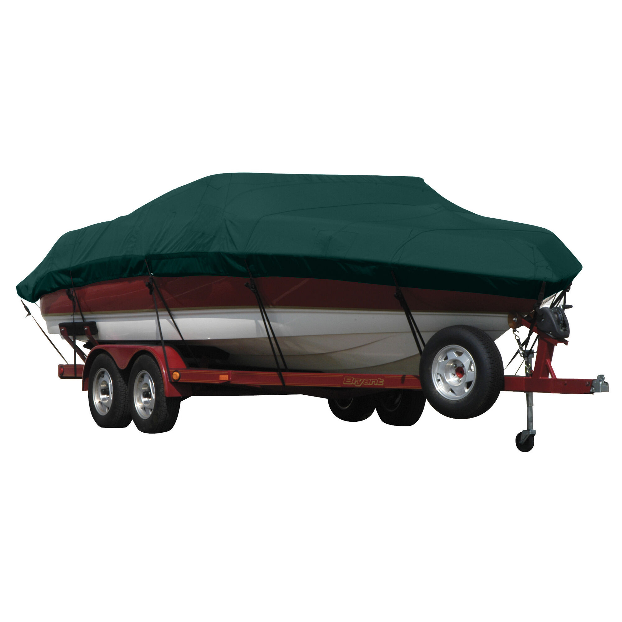 Covermate LOWE 1620 w/ SHIELD w/ PORT TROLL MOTOR O/B Boat Cover in Forest Green Acrylic