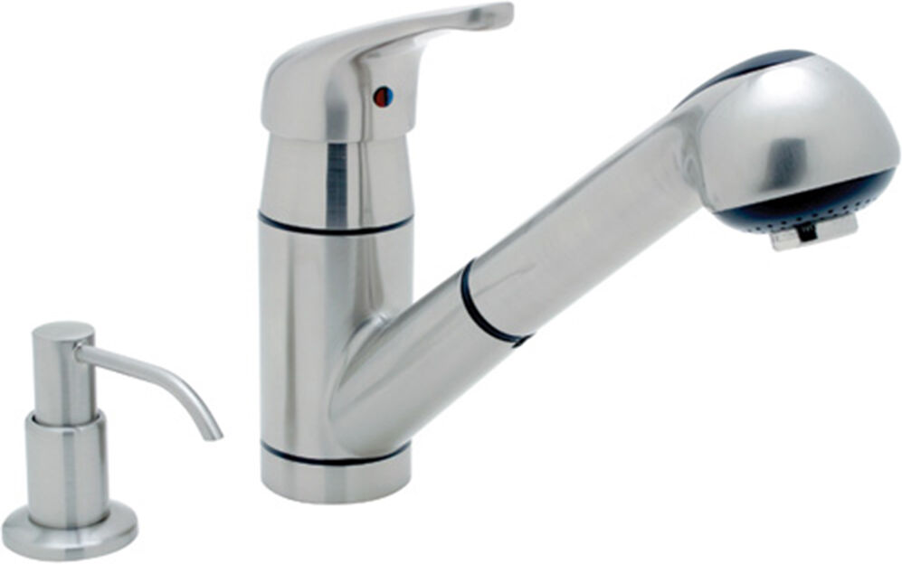 Ambassador Marine Pacifica Pull-Out Galley Kitchen Faucet with Soap Dispenser, Brushed Nickel