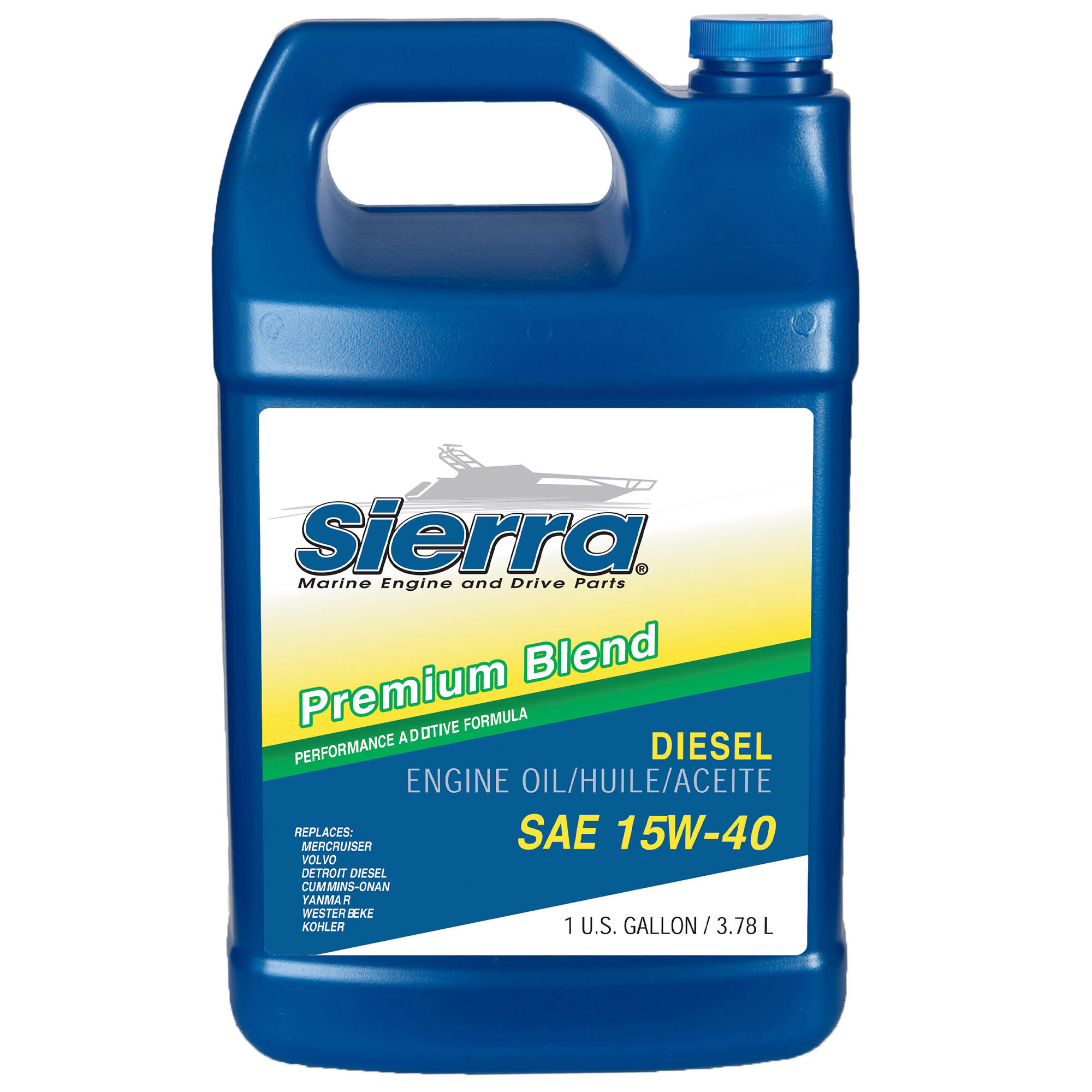Sierra 15W-40 Diesel Engine Oil For Mercury Marine/Volvo, Part #18-9553-3, 6-Pack