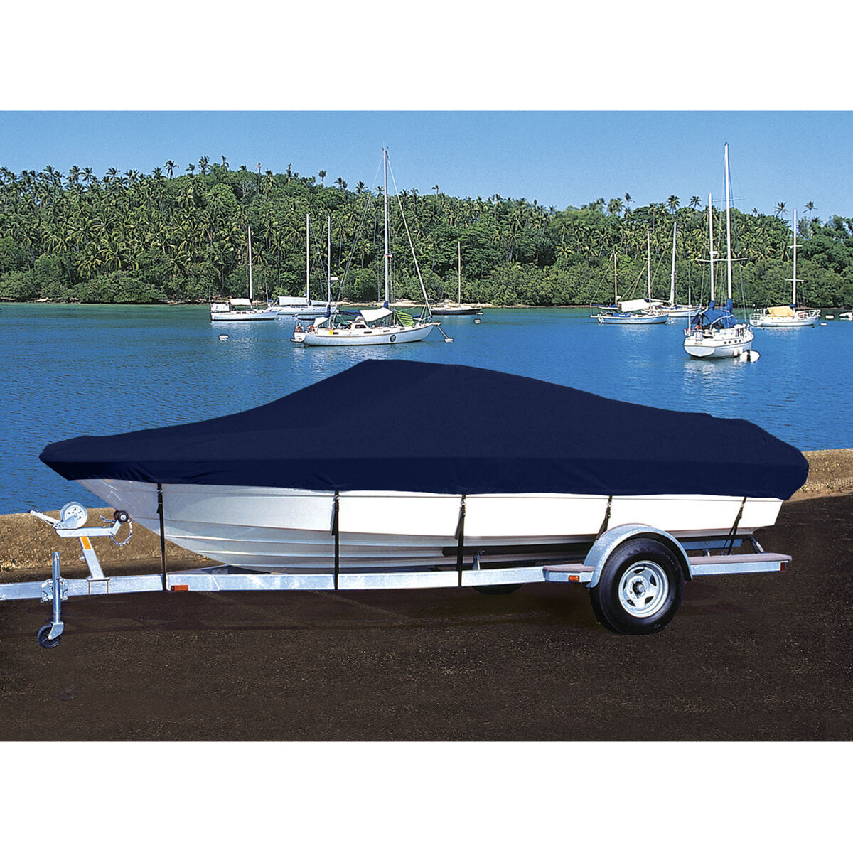 Taylor Made Trailerite Hot Shot Cover for 95-97 Stratos 268 FS OB PTM Boat Cover in Navy Blue Polyester