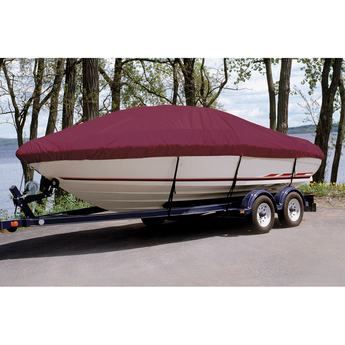 Taylor Made Trailerite Ultima Cover for 98-01 Klamath 15 Stinger/ADV/SS/R/Hood Boat Cover in Cranberry Polyester