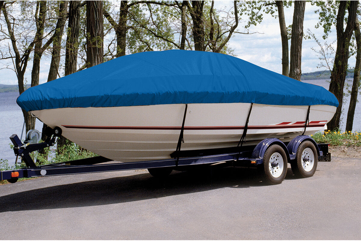 Taylor Made Trailerite Ultima Cover for 08-12 Lund 1625 Rebel XL SS PTM O/B Boat Cover in Blue Polyester