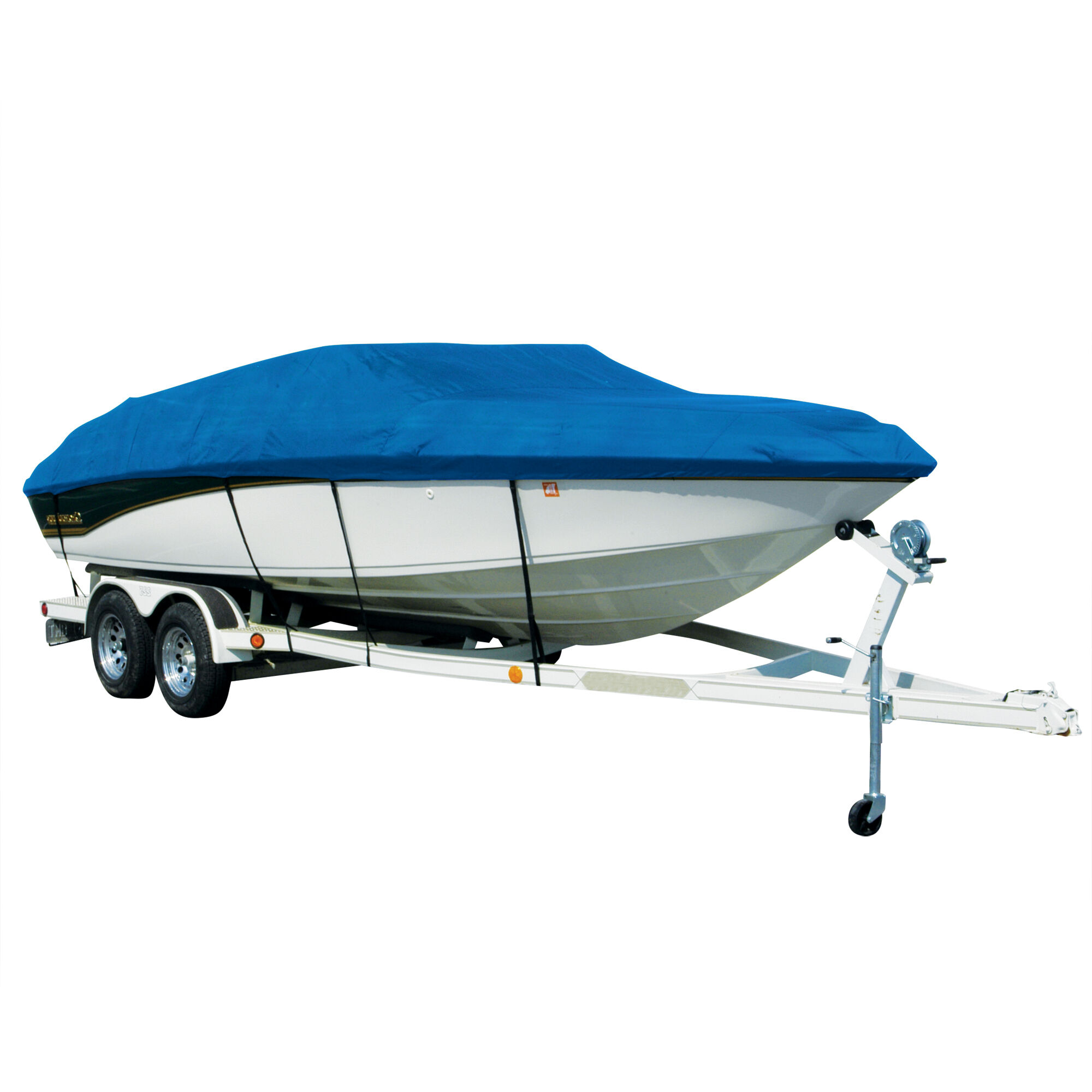 Covermate Exact Fit Sharkskin Boat Cover For Alumacraft Mv 1860 Aw Sc V-Shaped Jon Boat w/ Trolling Motor O/B in Blue Polyester