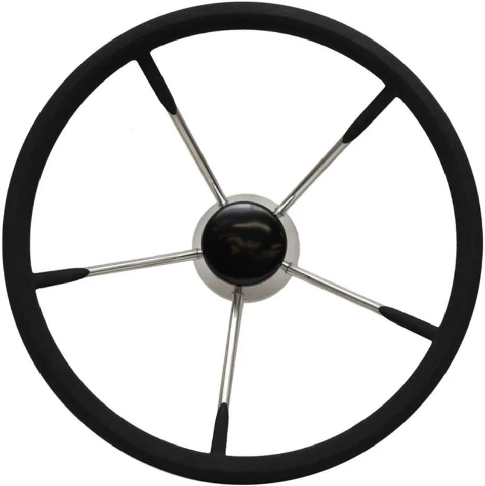 Whitecap 15" Stainless Steel Steering Wheel w/ Foam Grip in Black