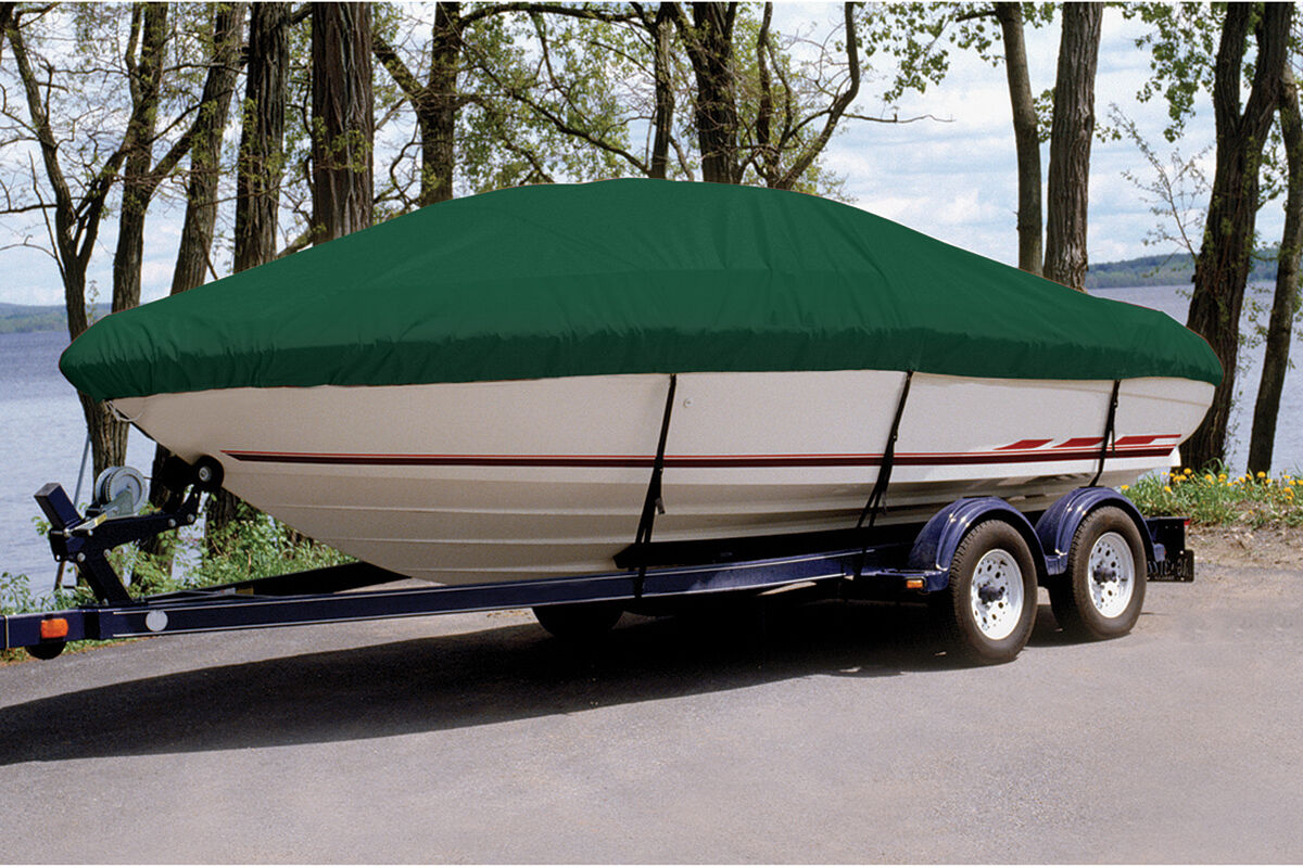 Taylor Made Trailerite Ultima Cover for 98-01 Klamath 15 Stinger/ADV/SS/R/Hood Boat Cover in Green Polyester