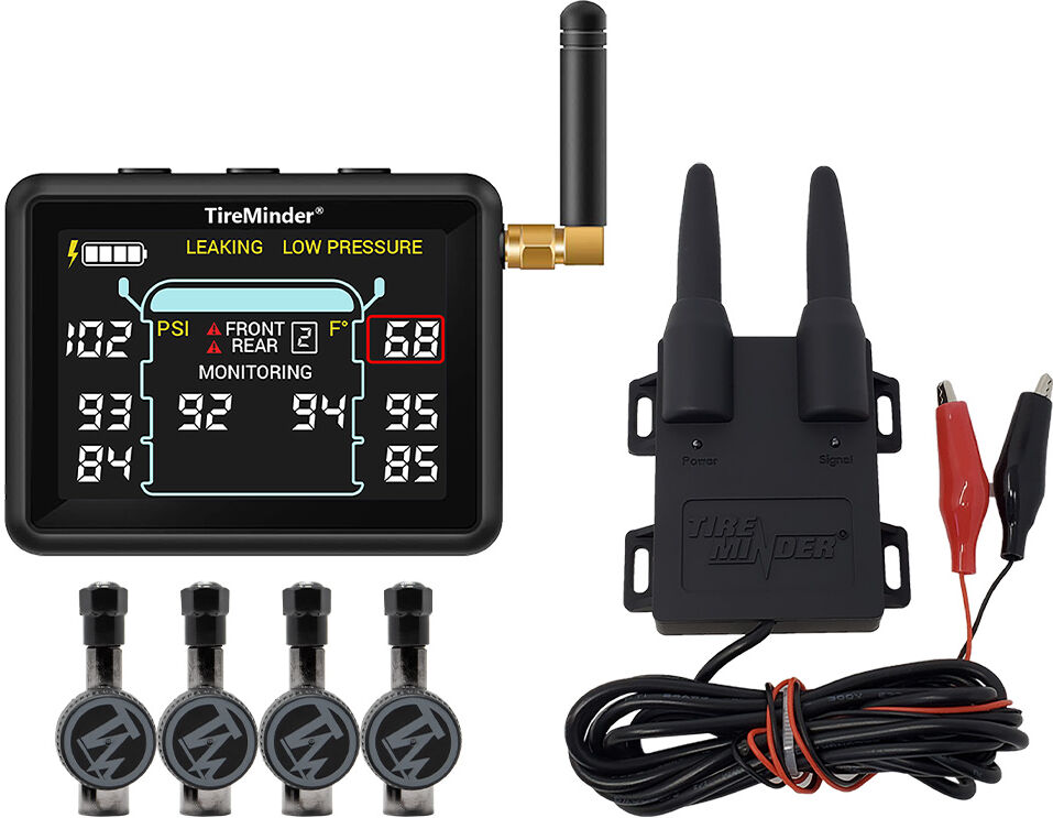 TireMinder i10 TPMS with 4 Flow-Through Transmitters for RVs, Motorhomes, 5th Wheels, Coaches, and Trailers