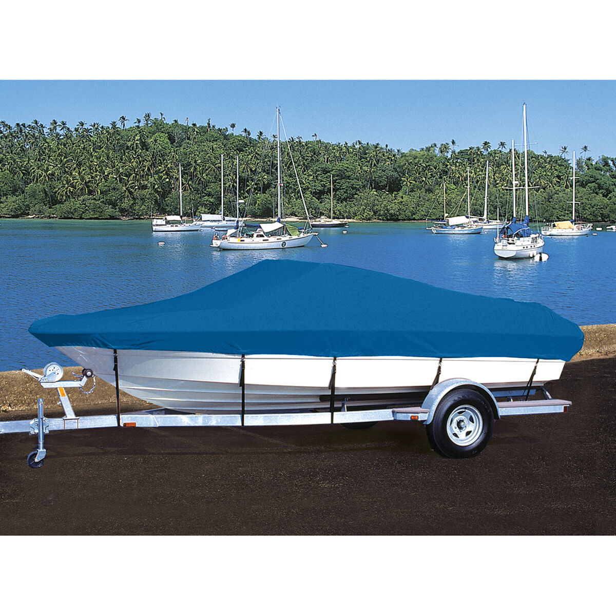 Taylor Made Trailerite Hot Shot Cover for 88 Bayliner 1500 Capri BR O/B Boat Cover in Blue Polyester