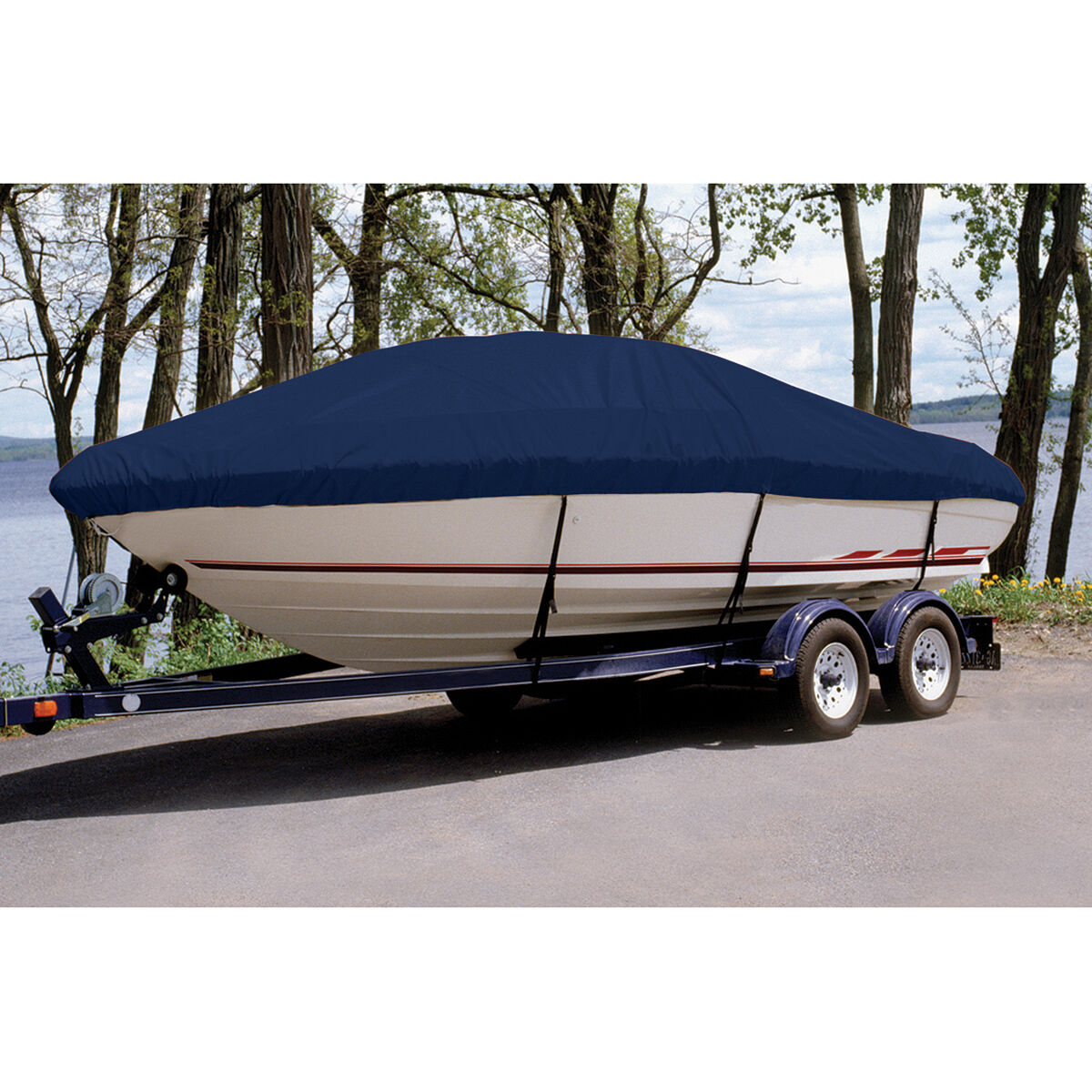 Taylor Made Trailerite Ultima Cover for 98-01 Sylvan 1500 Explorer SC O/B Boat Cover in Navy Blue Polyester