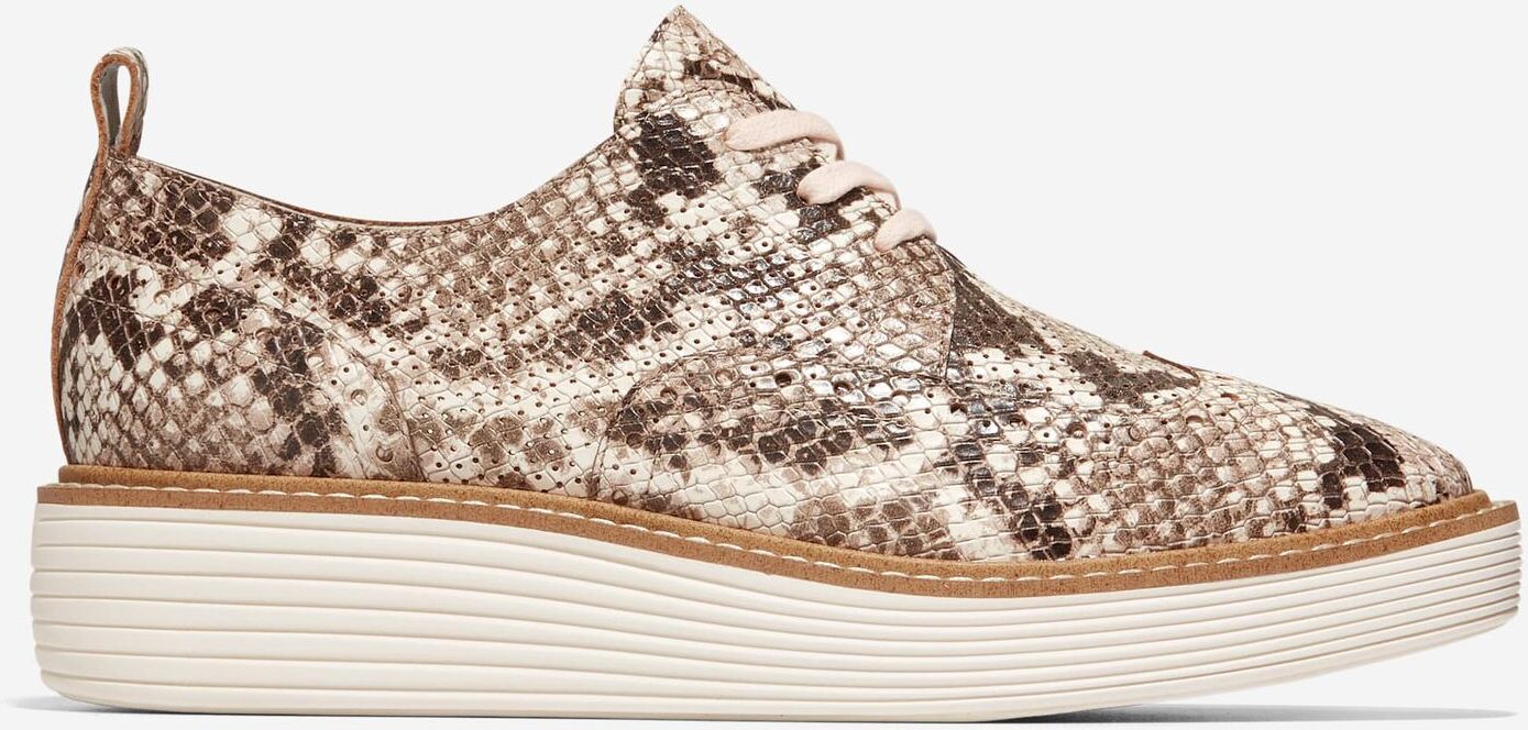 Cole Haan Women's ØriginalGrand Platform Wingtip Oxford - Sandollar Snake Print-Ivory - Size: 10.5