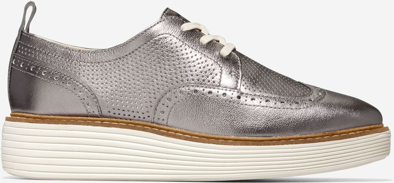 Cole Haan Women's ØriginalGrand Platform Wingtip Oxford - Pewter Metallic - Size: 6.5