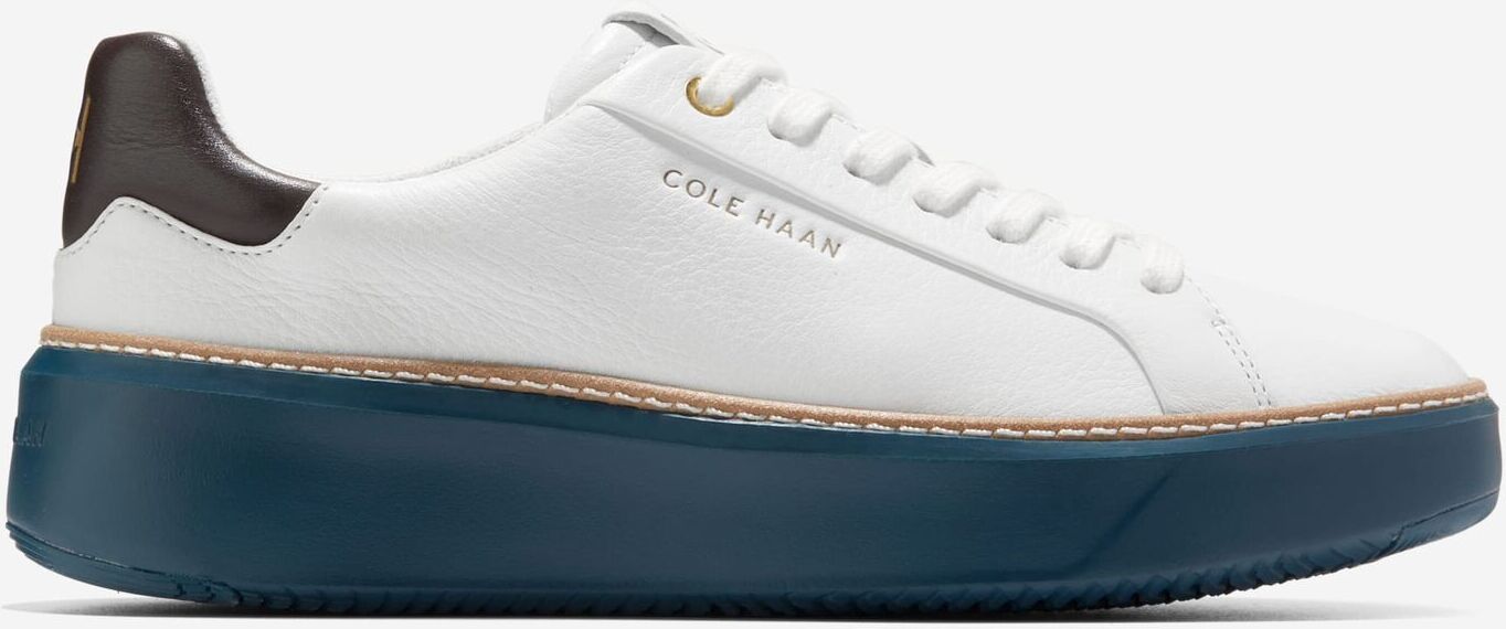 Cole Haan Women's GrandPrø Topspin Sneaker - Optic White-Chocolate Brown-Blue Wing Teal - Size: 6.5