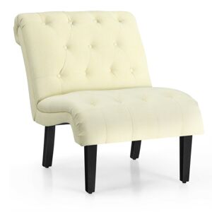 Costway Upholstered Tufted Lounge Chair with Wood Leg-Beige