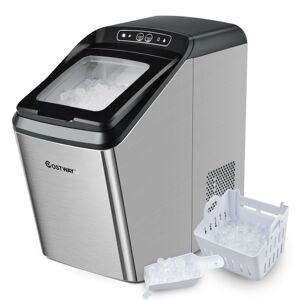 Costway Ice Making Machine with 29 Lbs Pebble Ice per Day-Silver
