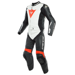 DAINESE AVRO D-AIR 2PCS SUIT - BLACK/WHITE/FLUO-RED - Size: 52