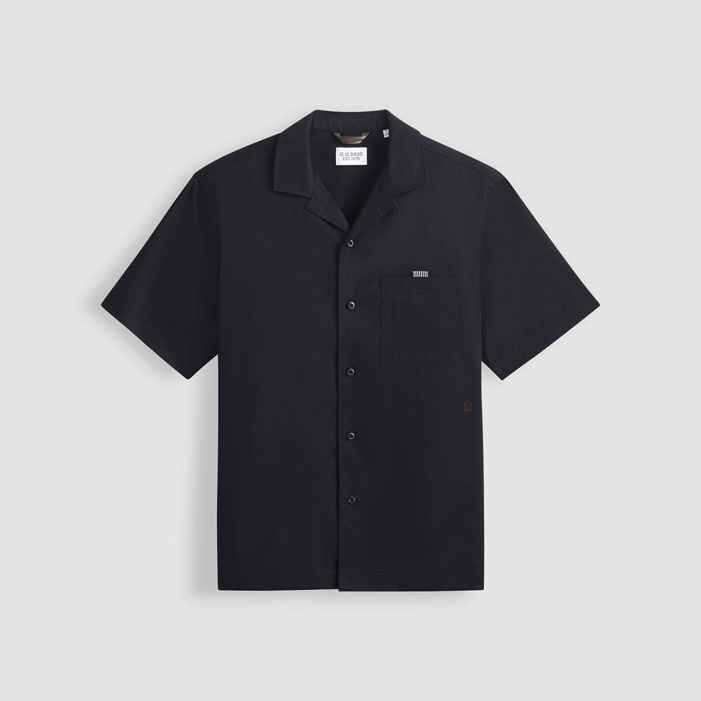 G.H.BASS Original G.H.BASS   Unisex Lyon Short Sleeve Button Up Top   Black   Size XS  - Size: Extra Small