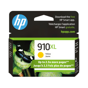 HP 910XL High Yield Yellow Original Ink Cartridge, 3YL64AN#140 -