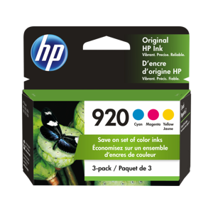 HP 920 3-pack Cyan/Magenta/Yellow Original Ink Cartridges, N9H55FN#140 -