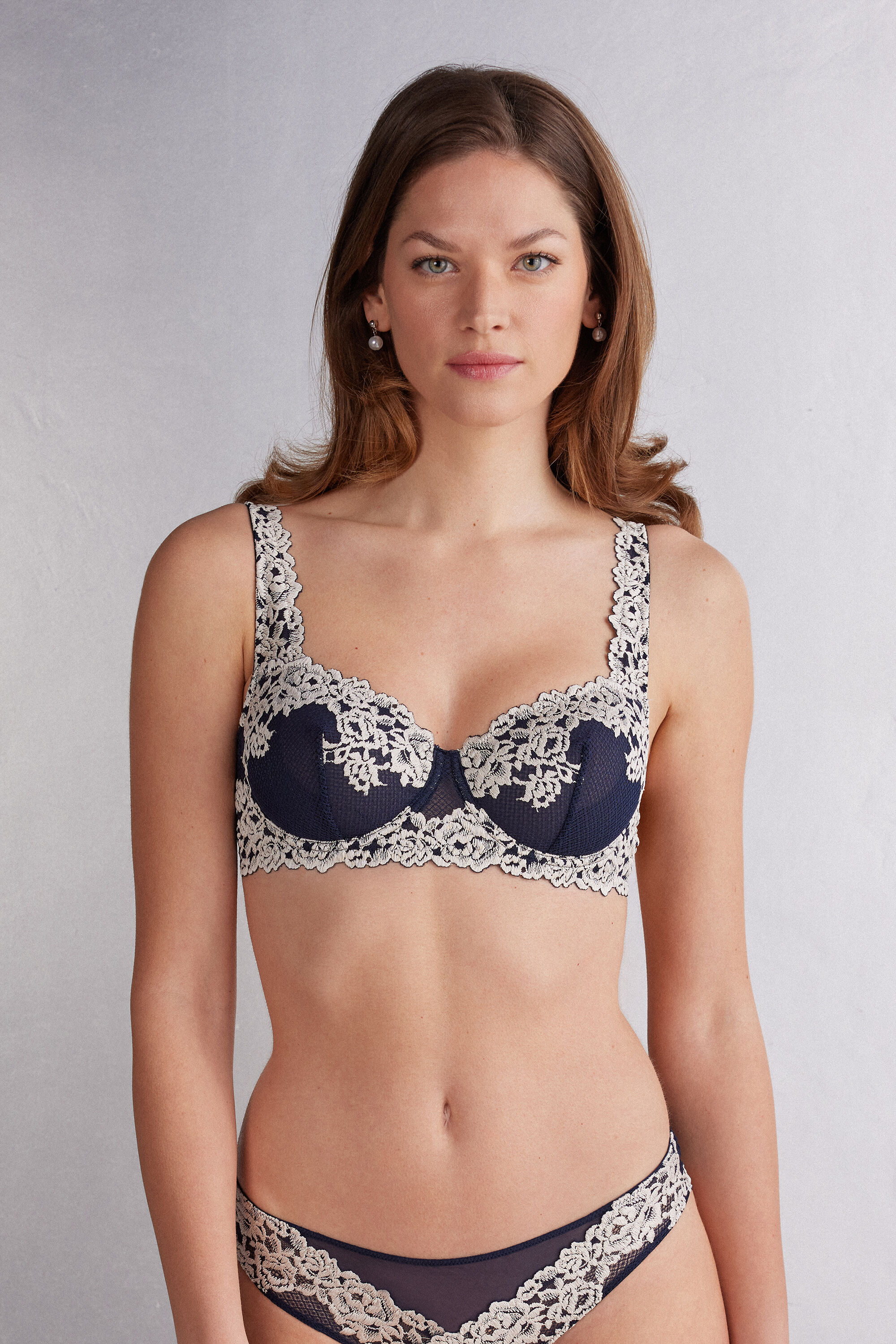 Intimissimi Pretty Flowers Daniela Balconette Bra Woman Blue Size 4D