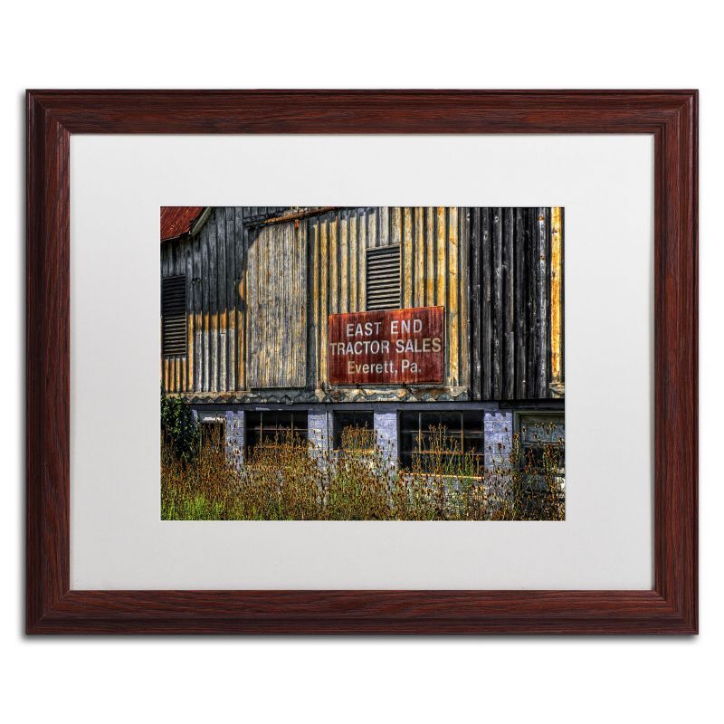 Trademark Fine Art "East End Tractor Sales" Matted Wood Finish Framed Wall Art, Red, 11"X14" - Size: 11"X14"