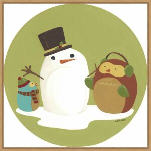 Amanti Art Happy Owlidays I Snowman Framed Canvas Wall Art, Brown, 22X22 - Size: 22X22