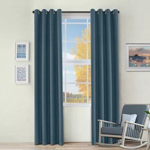 Superior Jaxon Grommet Top Set of 2 Blackout Window Curtain Panels, Blue, 52X108 - Size: 52X108