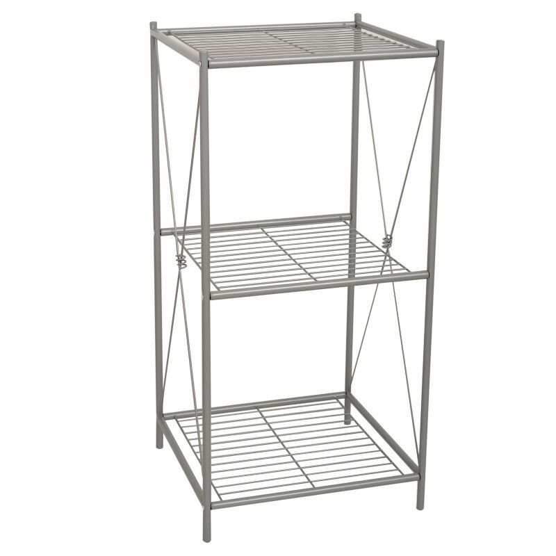 Zenna Home Cross Style 3-Shelf Floor Stand, Grey - Size: One Size