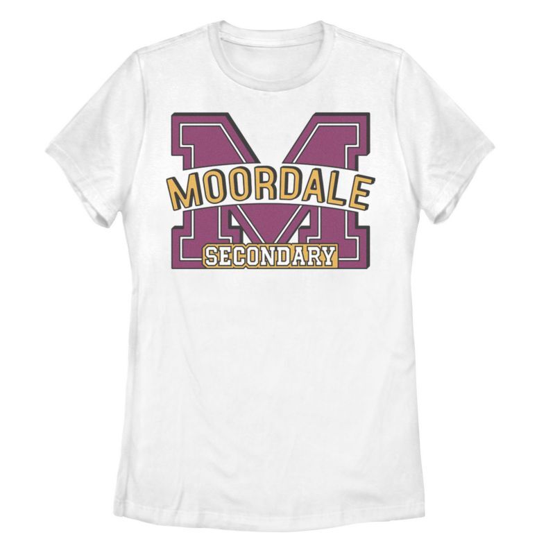 Licensed Character Juniors' Sex Education Moordale Secondary Logo Tee, Girl's, Size: Medium, White - Size: Medium
