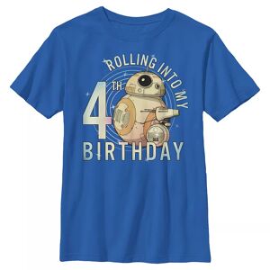 Star Wars Boys 8-20 Star Wars BB-8 & D-O Rolling Into My 4th Birthday Graphic Tee, Boy's, Size: XS, Med Blue - Size: X Small