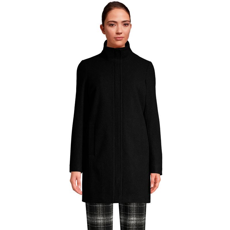 Lands' End Women's Lands' End Insulated Wool-Blend Winter Dress Coat, Size: 16, Black - Size: 16