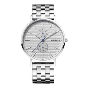 BERING Men's Classic Multifunction Stainless Steel Bracelet Watch, Size: Large, Silver - Size: Large