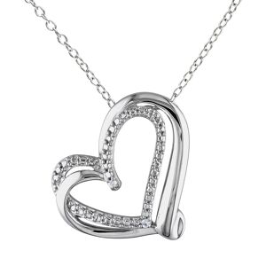 Stella Grace Sterling Silver Heart Pendant Necklace, Women's, Size: 18", White - Size: 18"