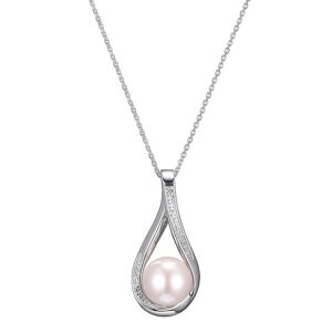 Pearl Maralux Sterling Silver Freshwater Cultured Pearl & Diamond Accent Drop Pendant Necklace, Women's, Size: 18-20" ADJ, White - Size: 18-20" ADJ