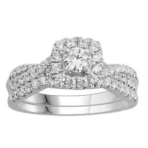 Unbranded Platinum 1 Carat T.W. Diamond Cushion Halo Engagement Ring Set, Women's, Size: 6, White - Size: 6