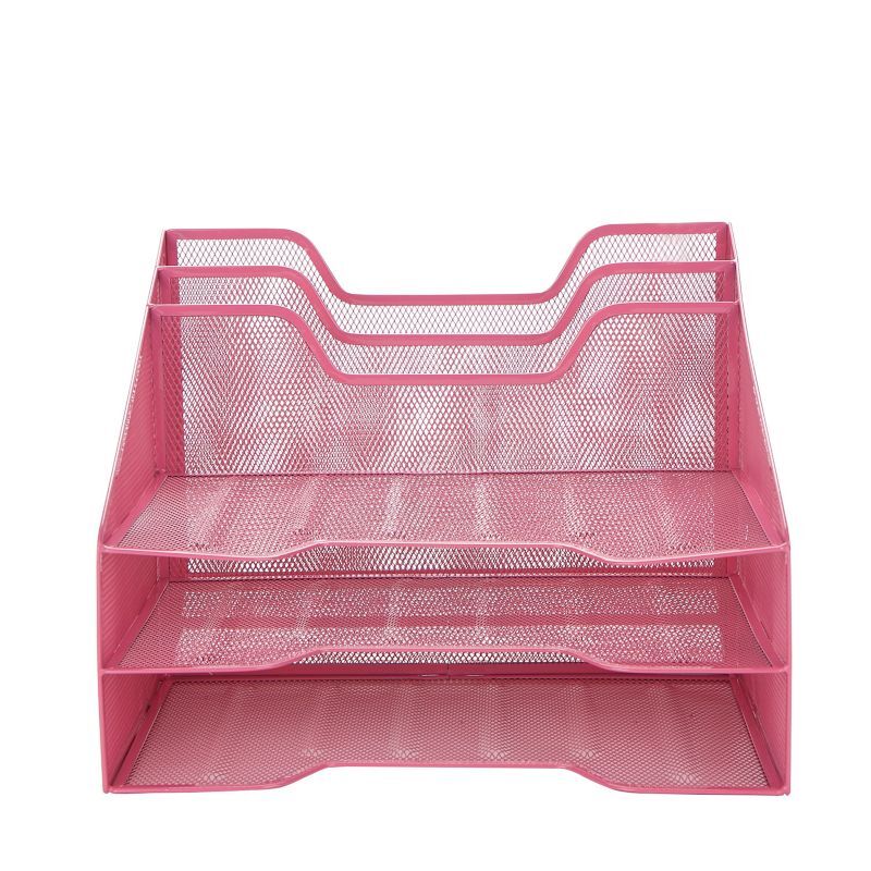 Mind Reader Three-Tiered Desk Organizer Tray, Pink - Size: ORGANIZER