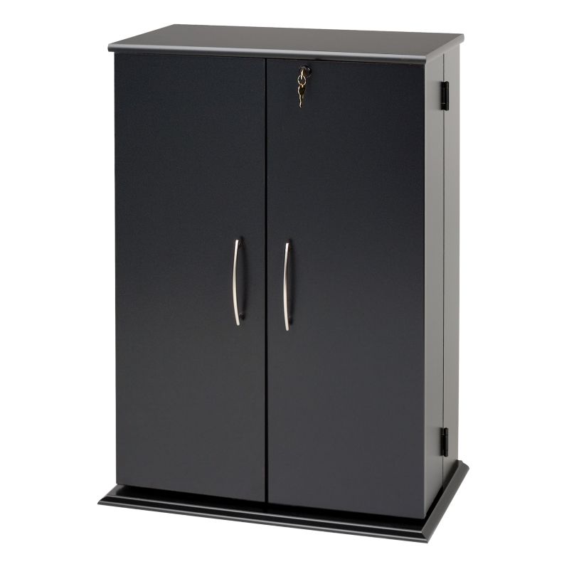 Prepac Small Locking Multimedia Storage Cabinet, Black, Furniture - Size: Furniture