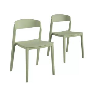 Cosco Indoor / Outdoor Ribbon Back Stacking Resin Dining Chair 2-Piece Set, Green - Size: One Size