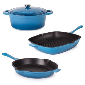 BergHOFF Neo 4-pc. Cast-Iron Frypan, Grill Pan & Dutch Oven Set, Blue - Size: One Size