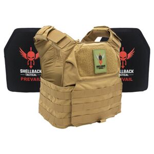 Shellback Tactical Patriot Active Shooter Kit with Level IV Plates   Coyote   Nylon