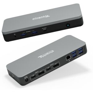 Plugable 12-in-1 USB-C Dual Monitor Docking Station, Certified Works with Chromebook, 60W Charging