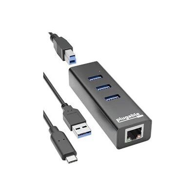 Plugable USB-A 3.0 3-Port Bus Powered Hub with Gigabit Ethernet Plugable USB-A 3.0 3-Port Bus Powered Hub with Gigabit Ethernet