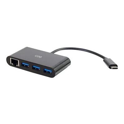C2G USB-C to Ethernet Adapter with 3-Port USB Hub - Black C2G USB-C to Ethernet Adapter with 3-Port USB Hub - Black