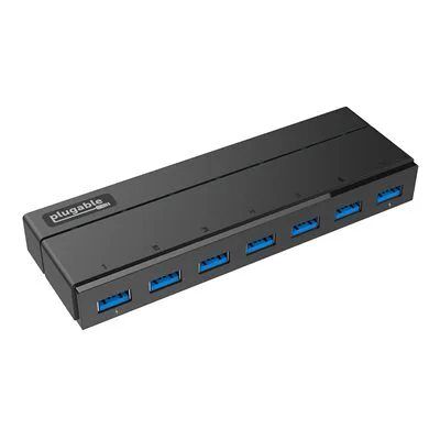 Plugable USB-A 3.0 7-Port Hub with 2 BC 1.2 Charging Ports and 36W Power Adapter Plugable USB-A 3.0 7-Port Hub with 2 BC 1.2 Charging Ports and 36W Power Adapter