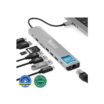 Plugable 9-in-1 USB-C Hub with 4K HDMI, 140W Pass-Through Charging Plugable 9-in-1 USB-C Hub with 4K HDMI, 140W Pass-Through Charging