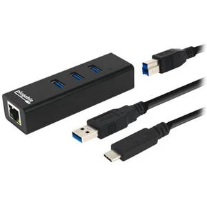 Plugable USB Hub with Ethernet, 3 Port USB 3.0 Bus Powered Hub with Gigabit Ethernet