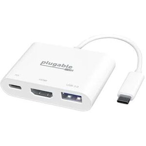 Plugable USB-C to HDMI Multiport Adapter, 3-in-1 USB-C Hub with 4K HDMI Output, USB 3.0 and USB-C Charging Port