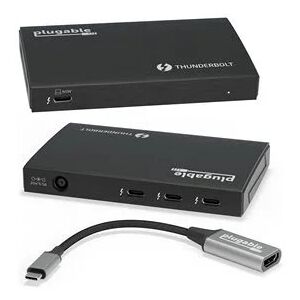 Plugable Thunderbolt 4 Hub, 4-in-1 Pure USB-C Design, Includes USB-C to 4K HDMI Adapter, Laptop Charging