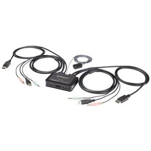 StarTech.com 2-Port USB DisplayPort Cable KVM Switch w/ Audio - 4K 60Hz StarTech.com 2-Port USB DisplayPort Cable KVM Switch w/ Audio - 4K 60Hz