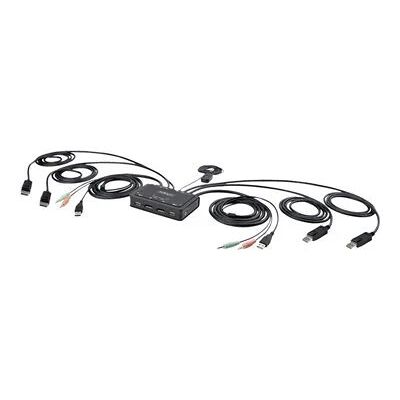 StarTech.com 2-Port Dual-Monitor DisplayPort Cable KVM Switch, 4K 60Hz, Compact KVM with 5ft/1.5m USB-A/DisplayPort/Audio Integrated Cables, Bus Powered - Remote Push Button/Hotkey Switching StarTech.com 2-Port Dual-Monitor DisplayPort Cable KVM Switch, 4K 60Hz, Compact KVM with 5ft/1.5m USB-A/DisplayPort/Audio Integrated Cables, Bus Powered - Remote Push Button/Hotkey Switching