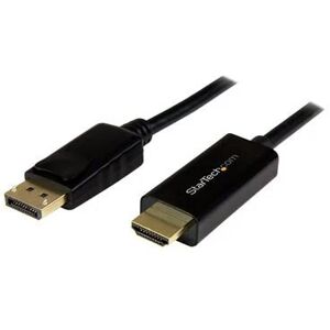 StarTech.com 3.3ft (1m) DisplayPort to HDMI Cable - 4K 30Hz - DisplayPort to HDMI Adapter Cable - DP 1.2 to HDMI Monitor Cable Converter - Latching DP Connector - Passive DP to HDMI Cord