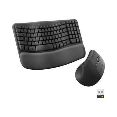 Logitech Wave Keys & Lift Vertical Mouse Wireless Ergonomic Keyboard & Mouse Bundle with Cushioned Palm Rest - Graphite Logitech Wave Keys & Lift Vertical Mouse Wireless Ergonomic Keyboard & Mouse Bundle with Cushioned Palm Rest - Graphite